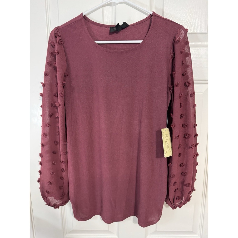 Sweet Wanderer Women's Maternity Long Sleeve Shirt Size Small Burgandy NWT